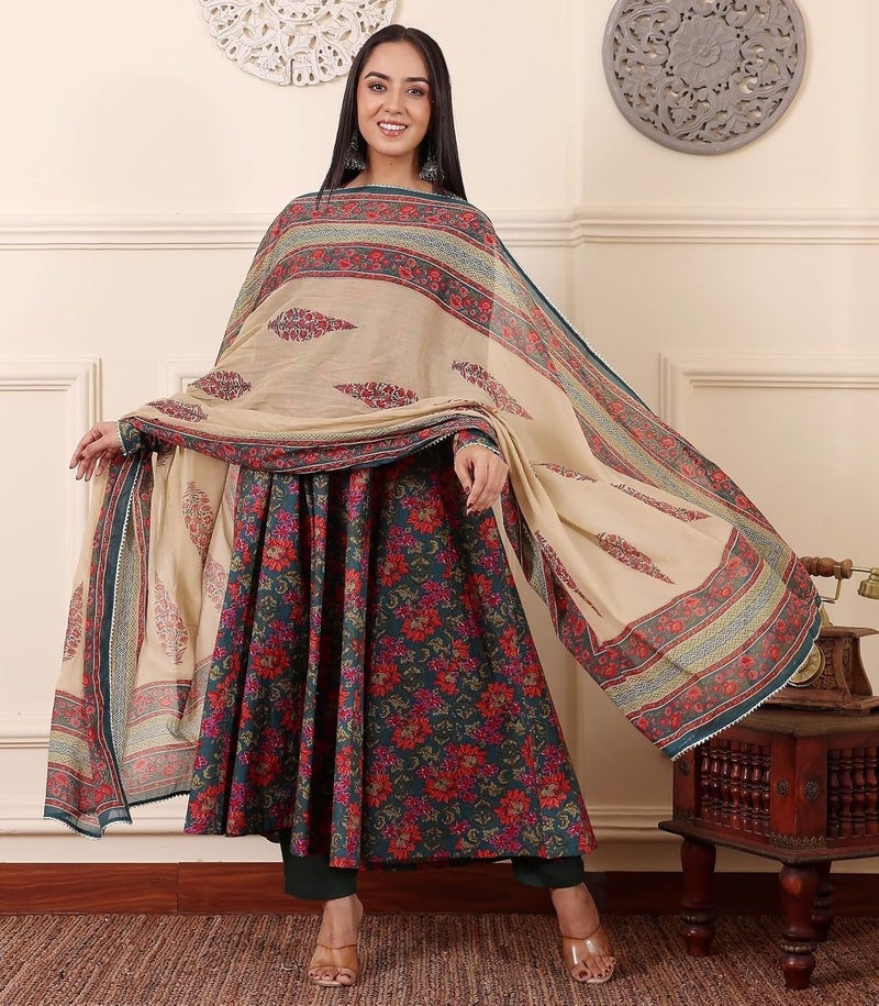 Aviraah طقم أناركالي كورتا بنطلون ودوبتة مزخرف من الرايون النسائي - Image 5